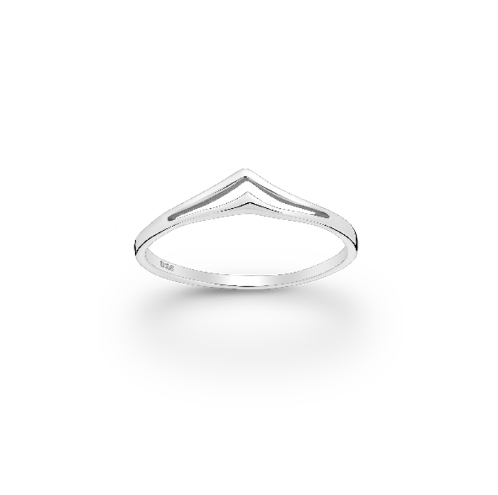 Silver Double Tiered Chevron Ring